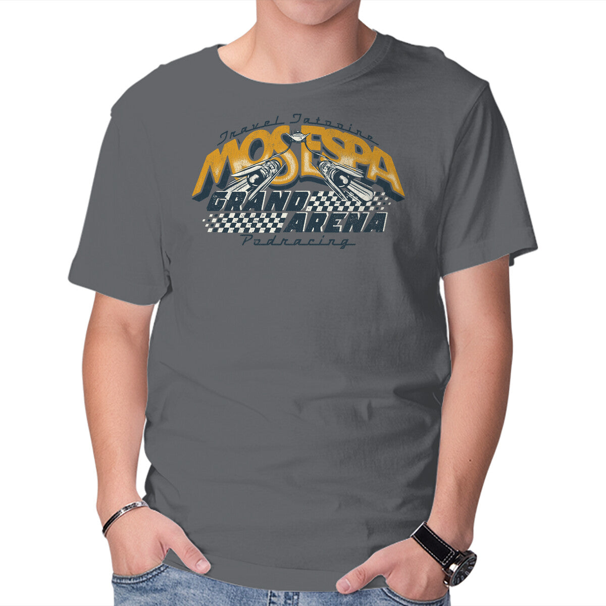 Mos Espa Grand Arena – Sci-Fi Graphic T-Shirt in charcoal, product display