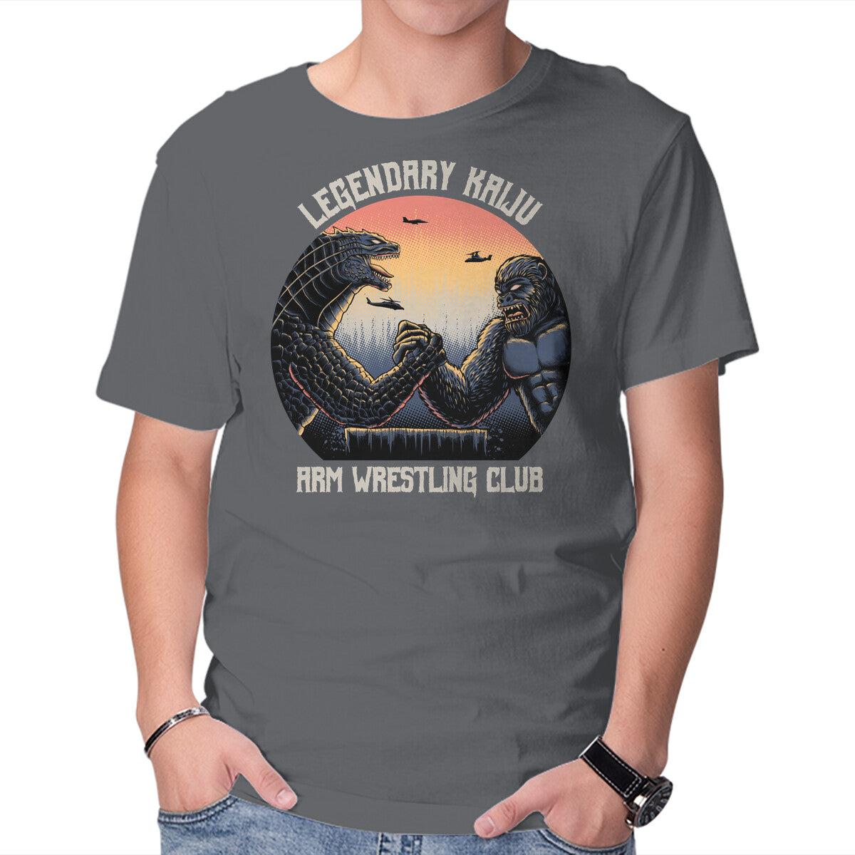 Legendary Kaiju – Movie Graphic T-Shirt in charcoal, product display