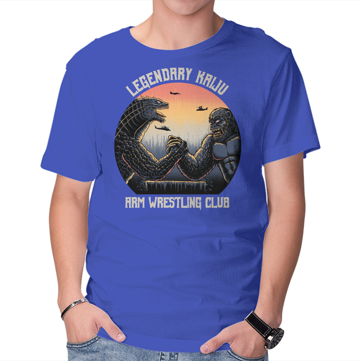 Legendary Kaiju – Movie Graphic T-Shirt in royal blue, product display