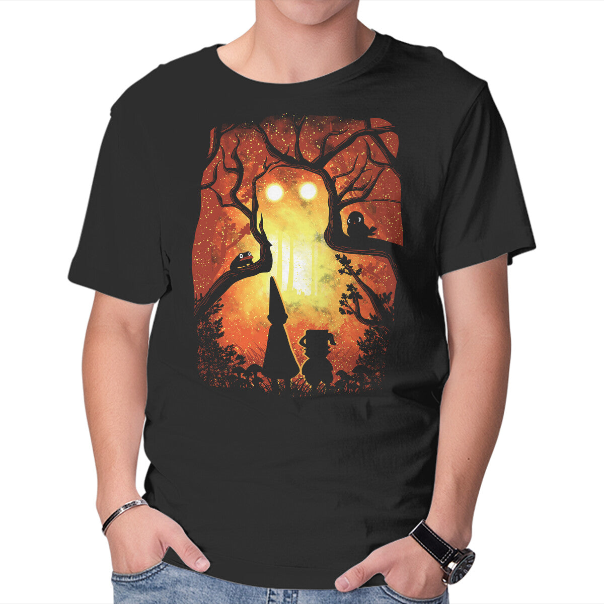 Enchanted Forest – Fantasy Graphic T-Shirt in black, product display
