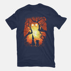 Enchanted Forest – Fantasy Graphic T-Shirt in navy, flat-lay product view