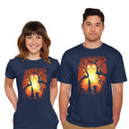 Model wearing navy Enchanted Forest – Fantasy Graphic T-Shirt