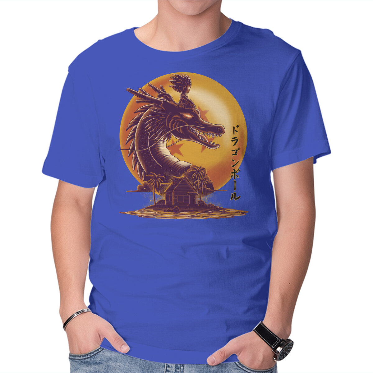 Dragon Ride – Anime Graphic T-Shirt in royal blue, product display