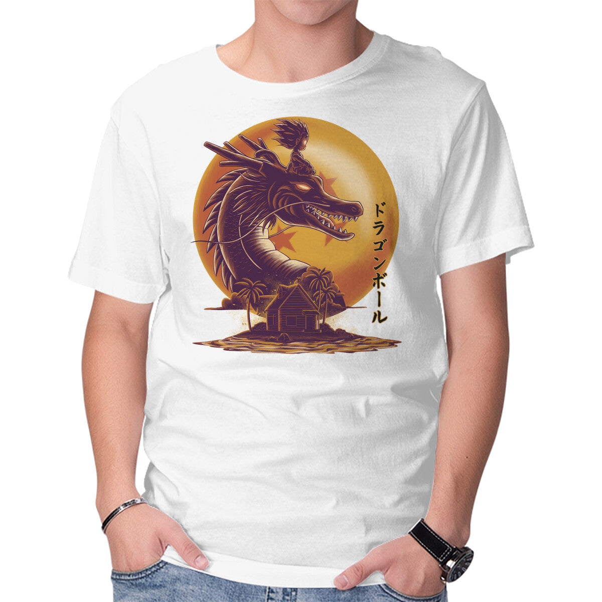 Dragon Ride – Anime Graphic T-Shirt in white, product display