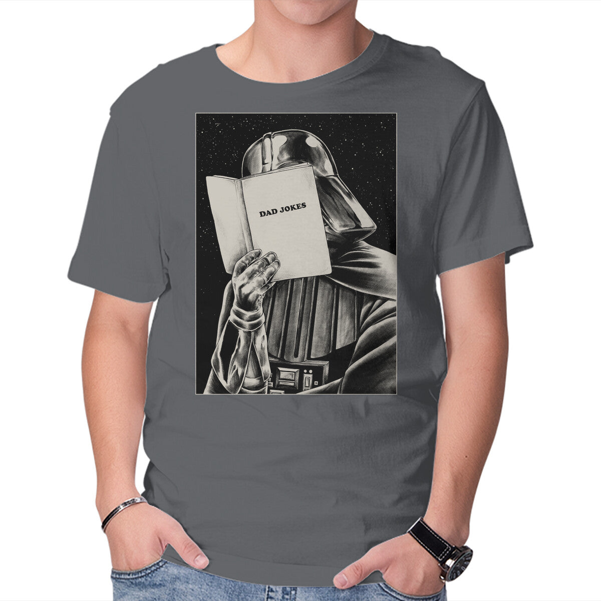 Dad Jokes – Sci-Fi Graphic T-Shirt in charcoal, product display