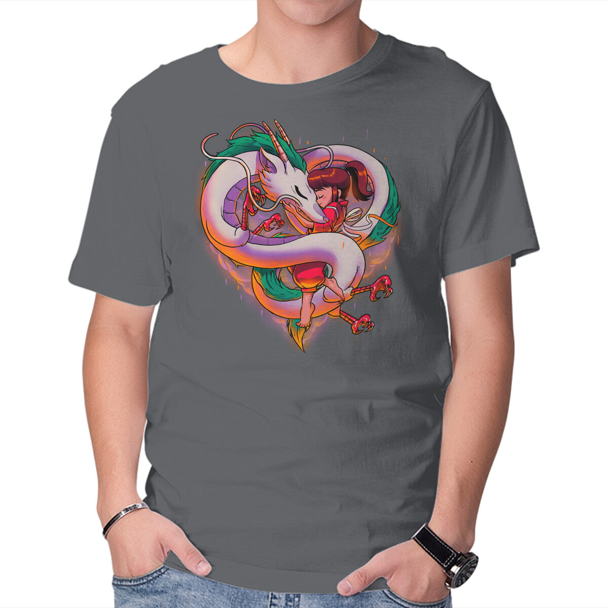 Spiritual Journey – Fantasy Graphic T-Shirt in charcoal, product display