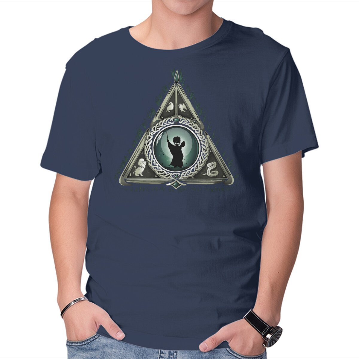 Celtic Magician – Fantasy Graphic T-Shirt in navy, product display