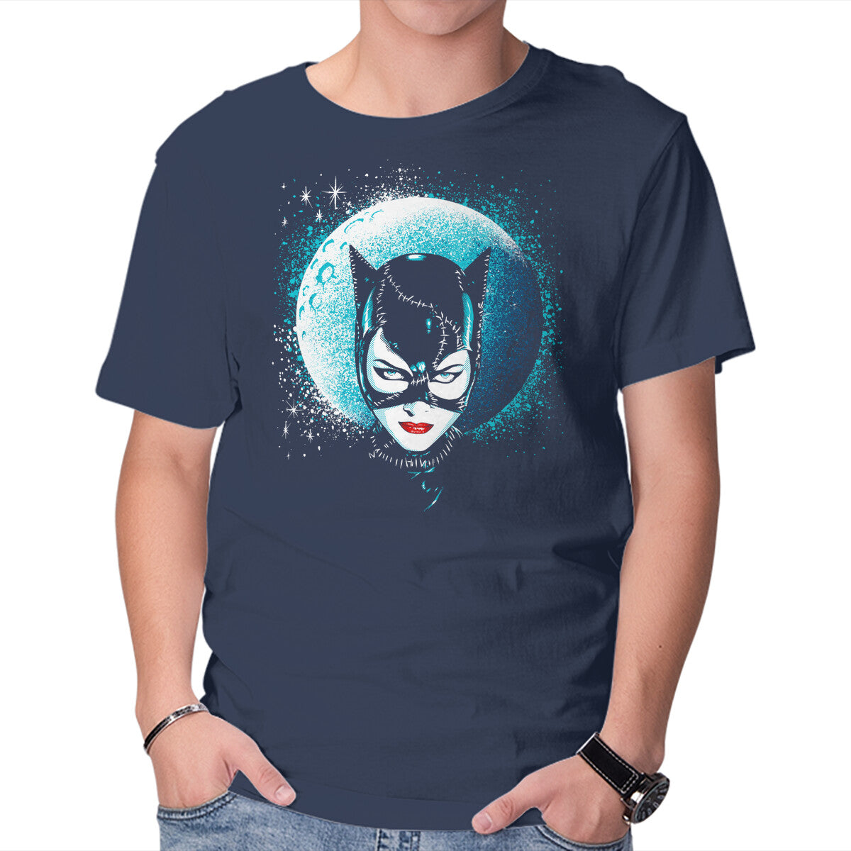 Meow – Cat Graphic T-Shirt in navy, product display