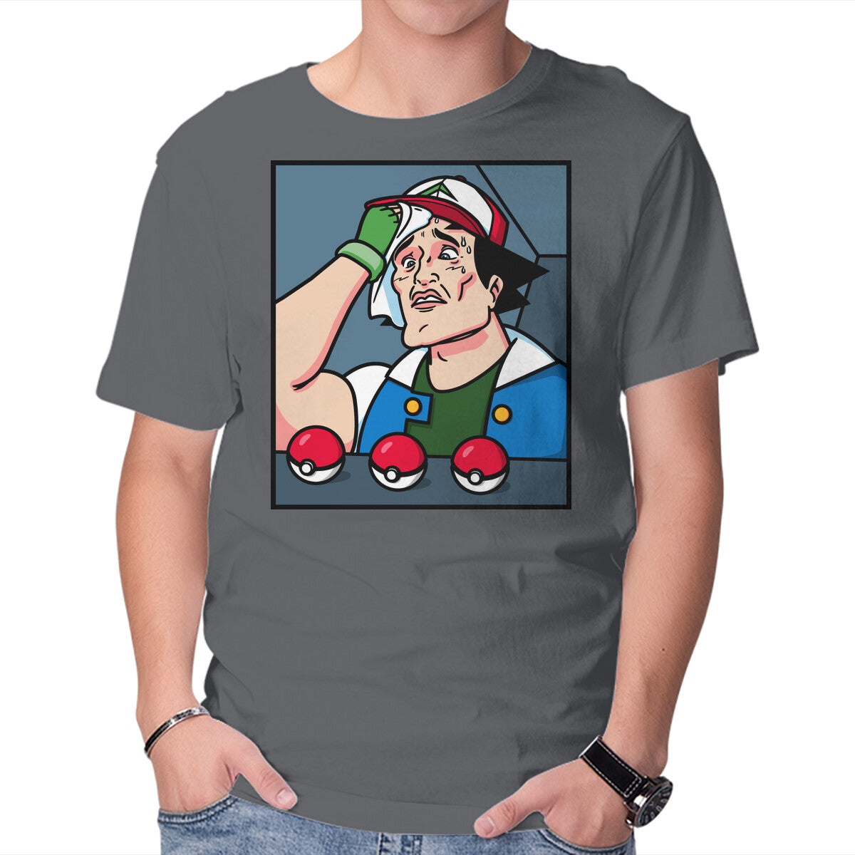 Hard Decision – Anime Graphic T-Shirt in charcoal, product display