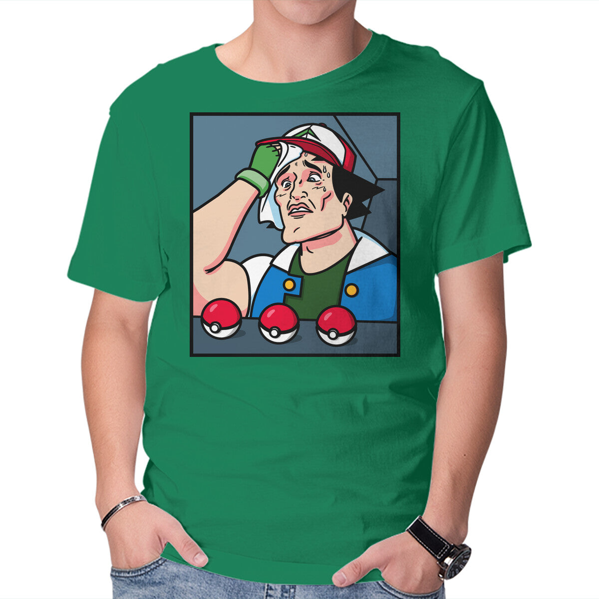Hard Decision – Anime Graphic T-Shirt in green, product display