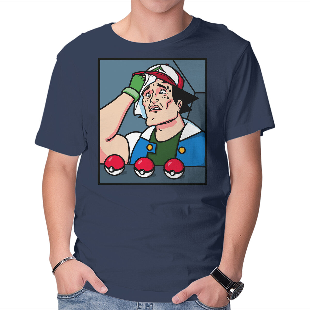 Hard Decision – Anime Graphic T-Shirt in navy, product display