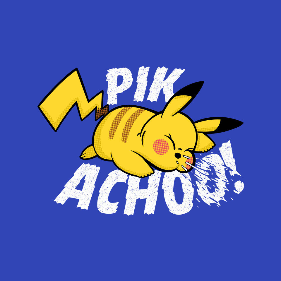 Pik Achoo – Anime Graphic T-Shirt design artwork for royal blue graphic T-shirt
