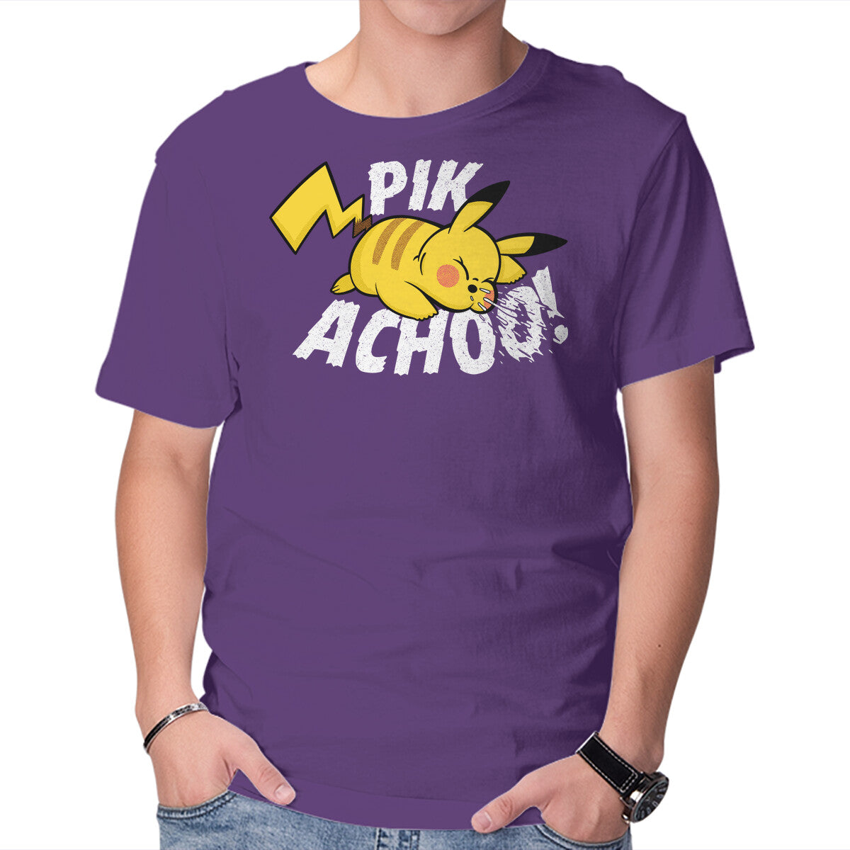 Pik Achoo – Anime Graphic T-Shirt in purple, product display