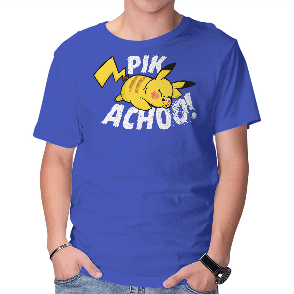 Pik Achoo – Anime Graphic T-Shirt in royal blue, product display