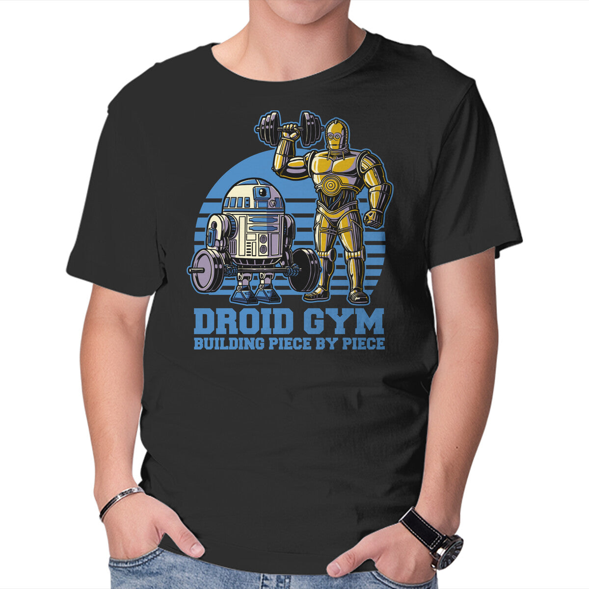 Android Space Gym – Fantasy Graphic T-Shirt in black, product display