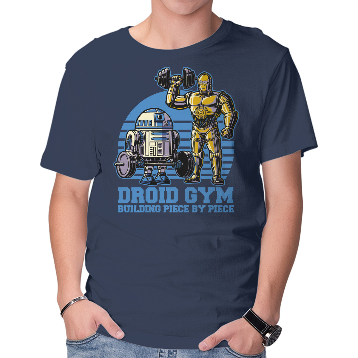 Android Space Gym – Fantasy Graphic T-Shirt in navy, product display