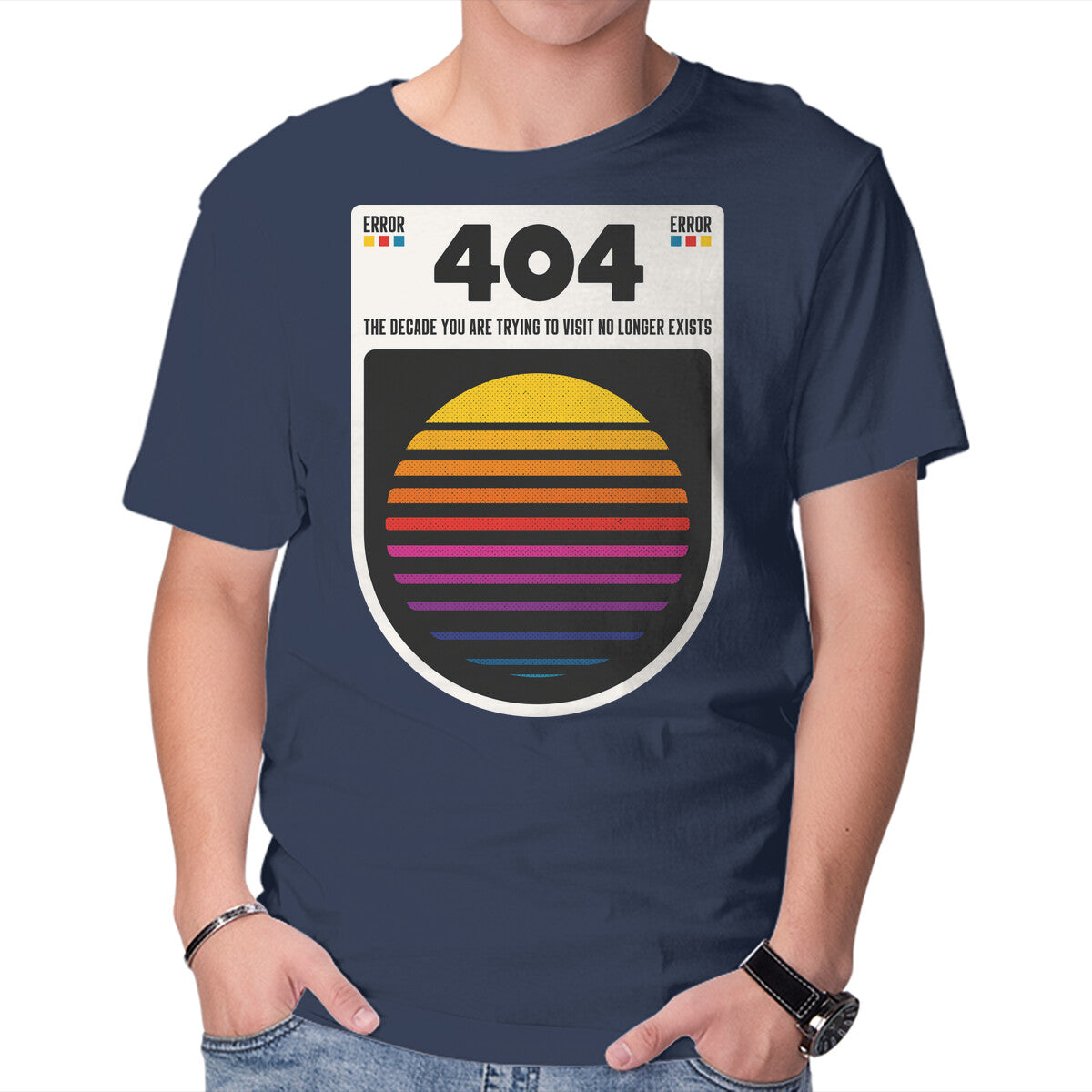 404 Decade Not Found – Funny Graphic T-Shirt in navy, product display
