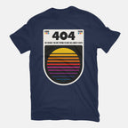404 Decade Not Found – Funny Graphic T-Shirt in navy, flat-lay product view