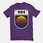 404 Decade Not Found – Funny Graphic T-Shirt in purple, flat-lay product view