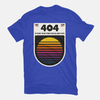404 Decade Not Found – Funny Graphic T-Shirt in royal blue, flat-lay product view