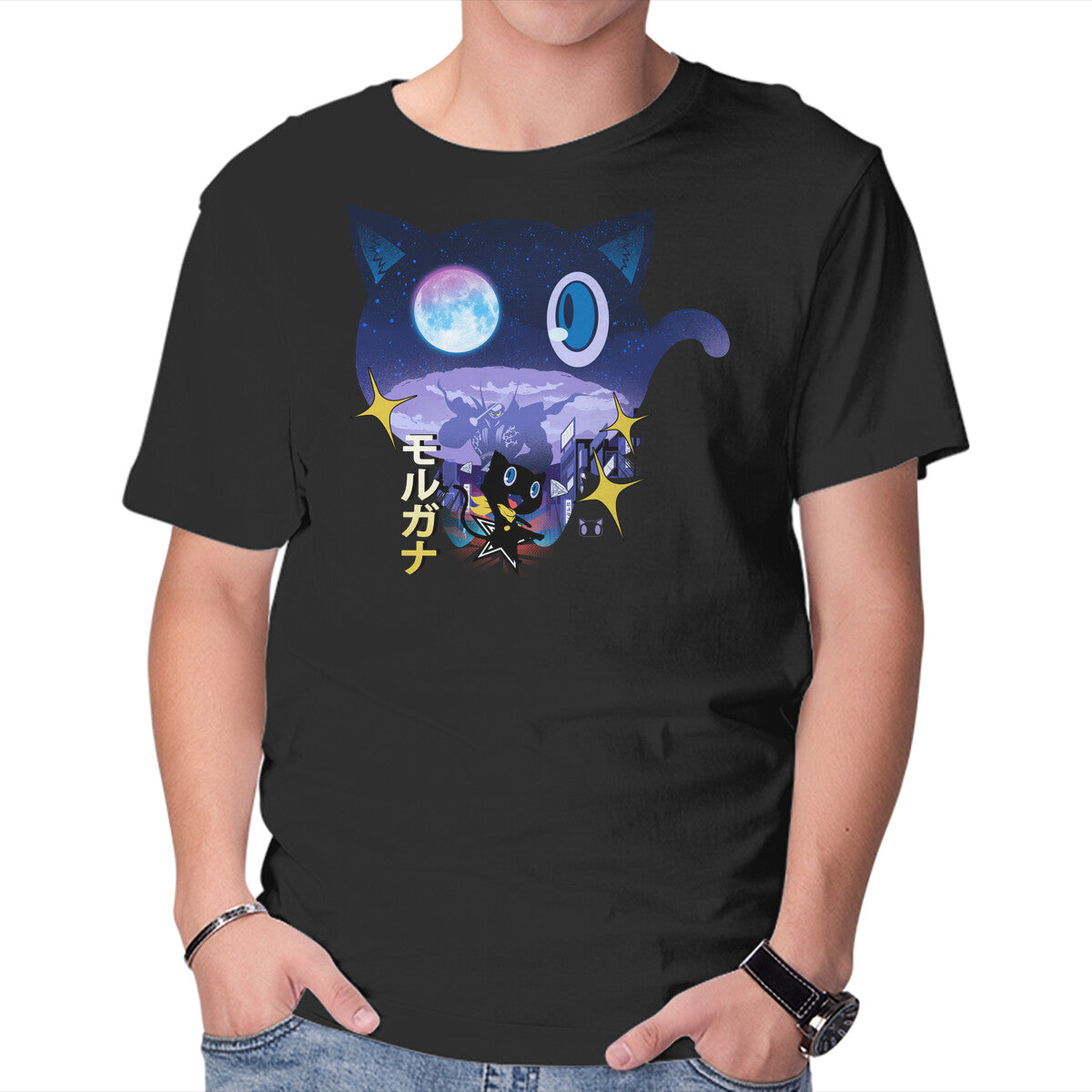Morgana Night – Anime Graphic T-Shirt in black, product display