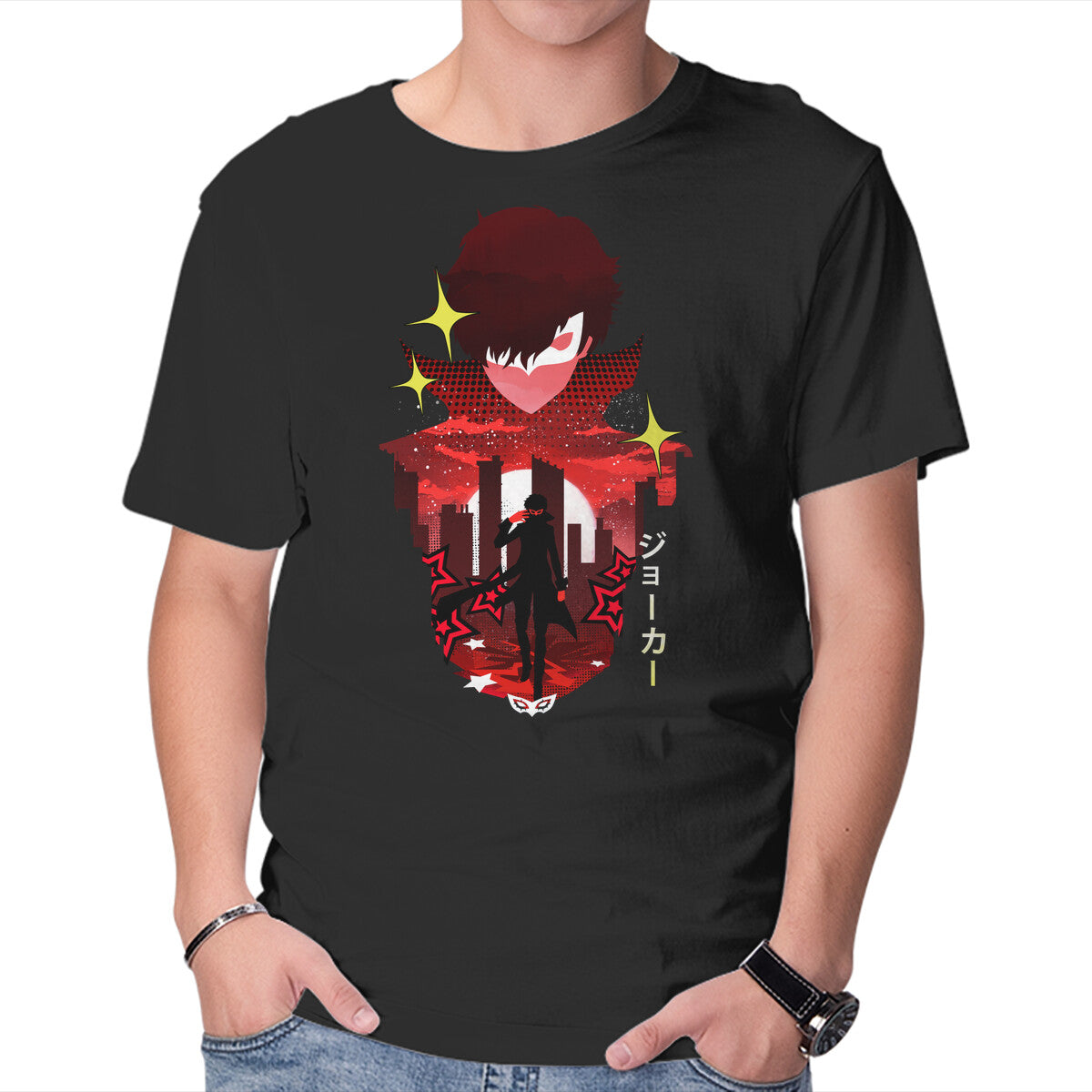 Joker Sunset – Anime Graphic T-Shirt in black, product display