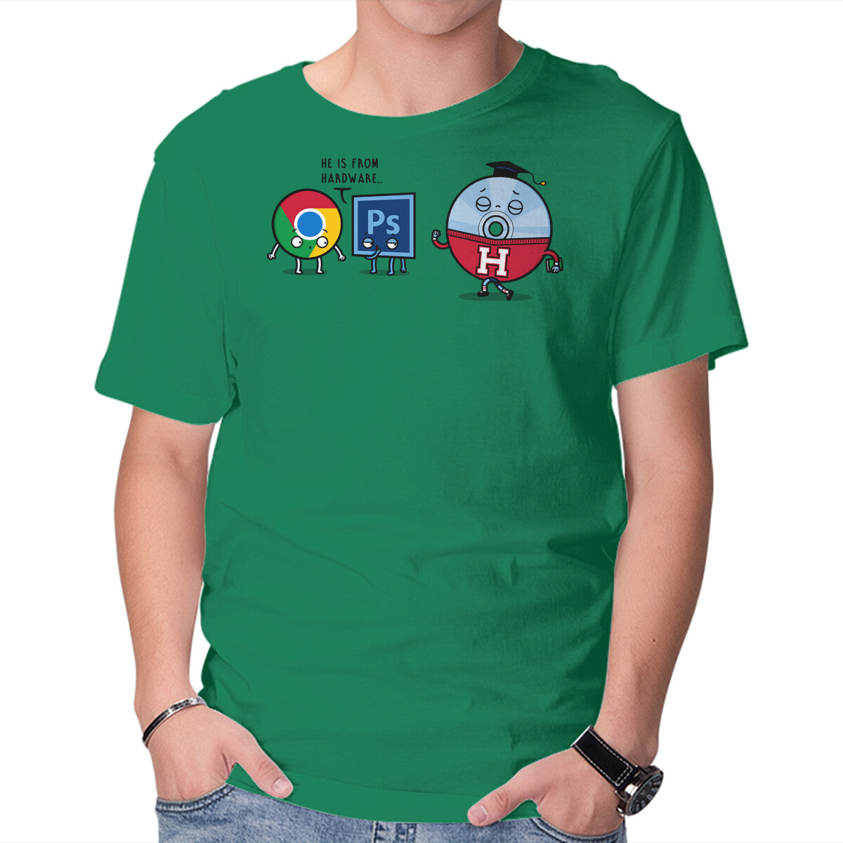 Campus Disc Graphic T-Shirt in green, product display