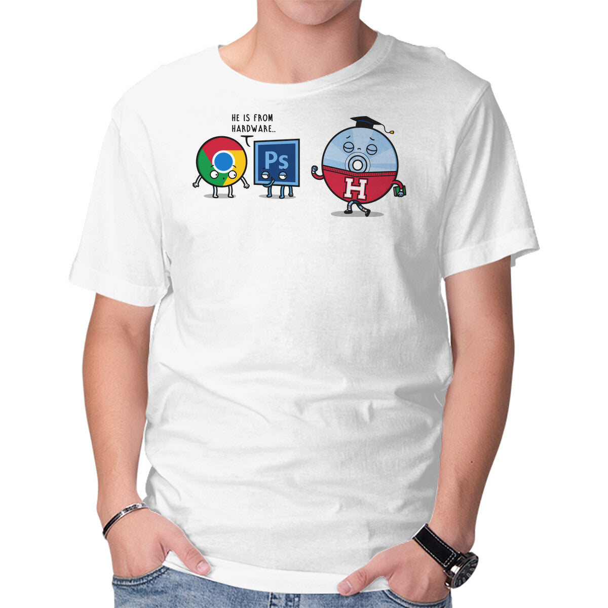 Campus Disc Graphic T-Shirt in white, product display