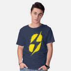 Model wearing navy Ground Zero Fallout – Gaming Graphic T-Shirt