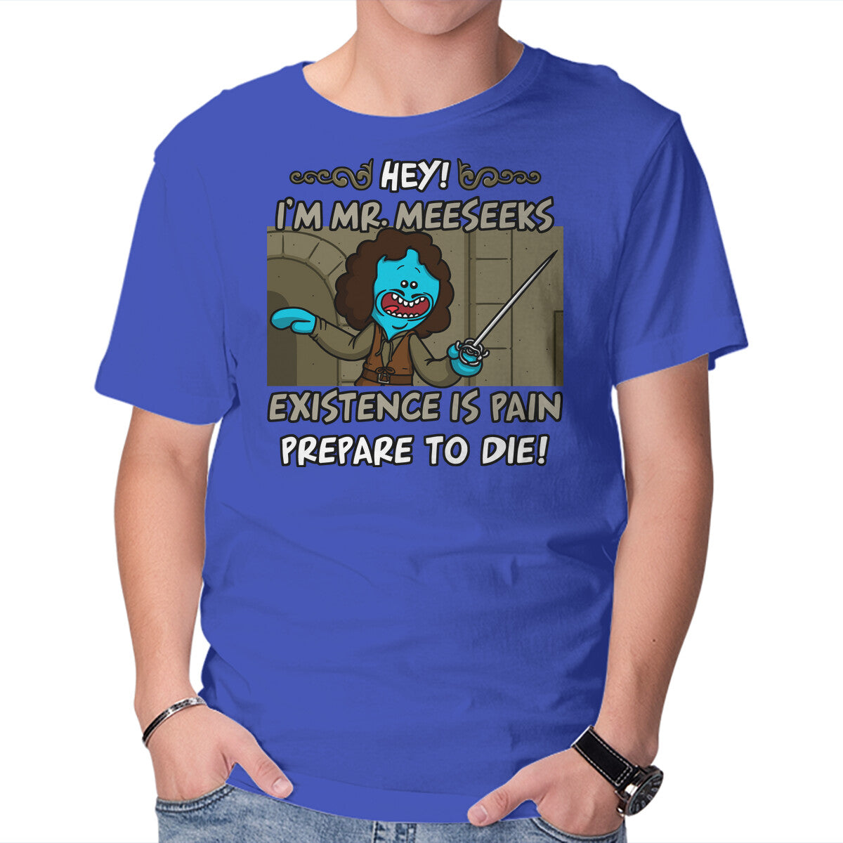 Vengeful Purpose – Fantasy Graphic T-Shirt in royal blue, product display