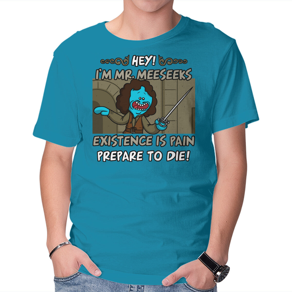 Vengeful Purpose – Fantasy Graphic T-Shirt in turquoise, product display
