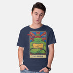 Model wearing navy Raph Graphic T-Shirt