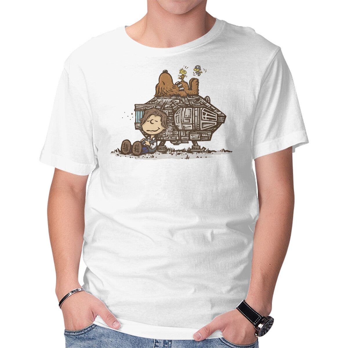 The Lazy Beagle – Sci-Fi Graphic T-Shirt in white, product display