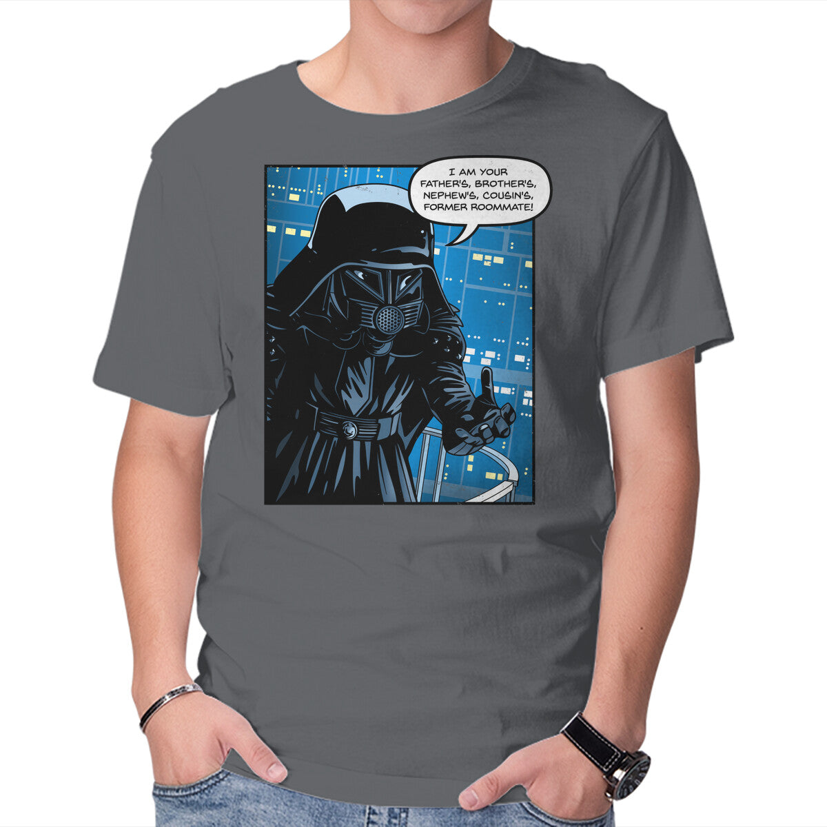 Dark Revelation – Sci-Fi Graphic T-Shirt in charcoal, product display