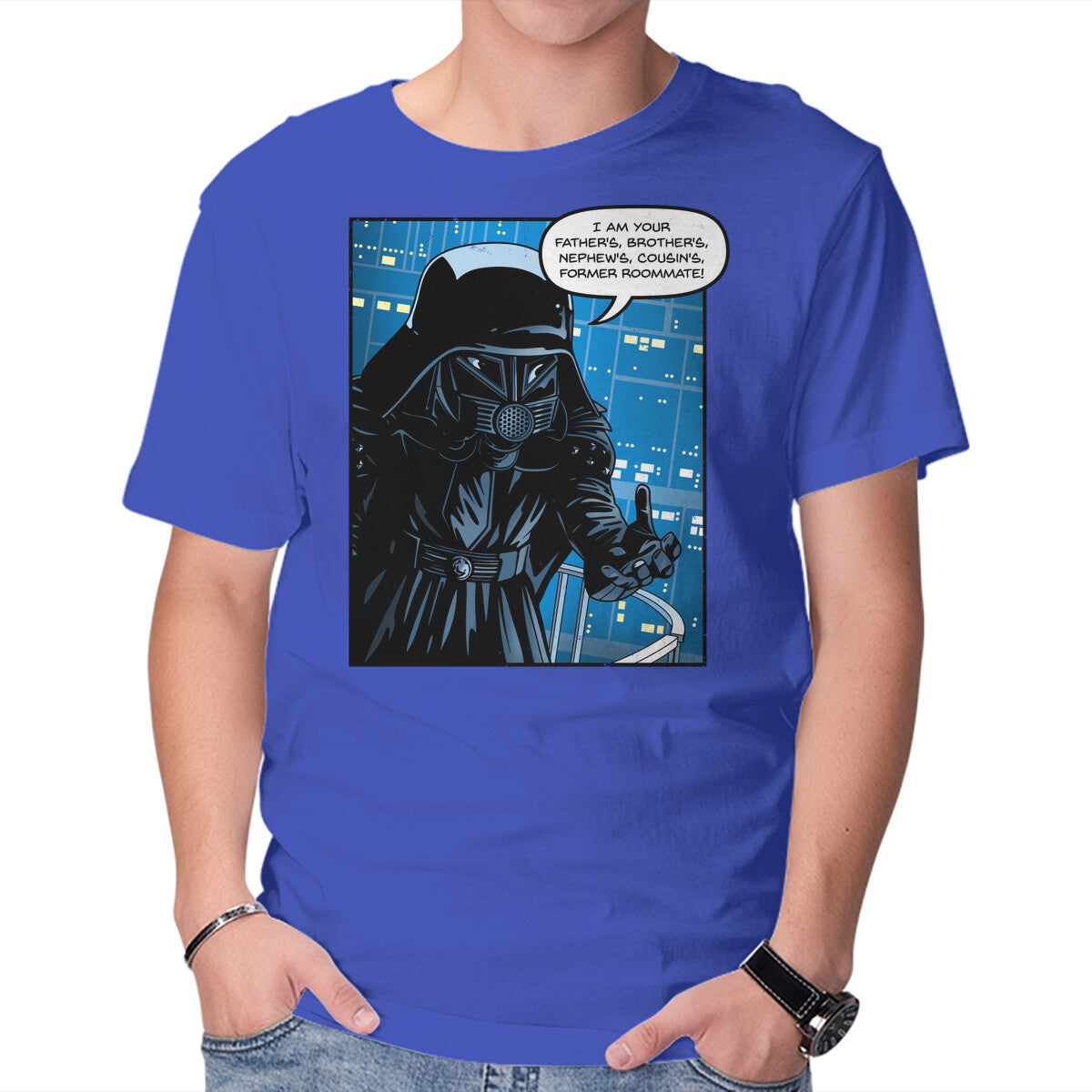 Dark Revelation – Sci-Fi Graphic T-Shirt in royal blue, product display
