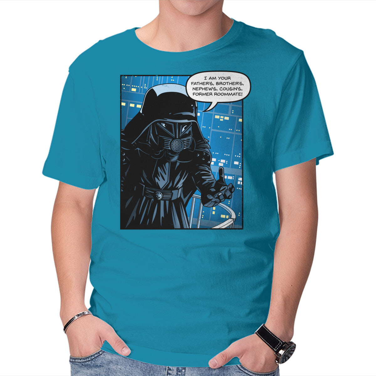 Dark Revelation – Sci-Fi Graphic T-Shirt in turquoise, product display