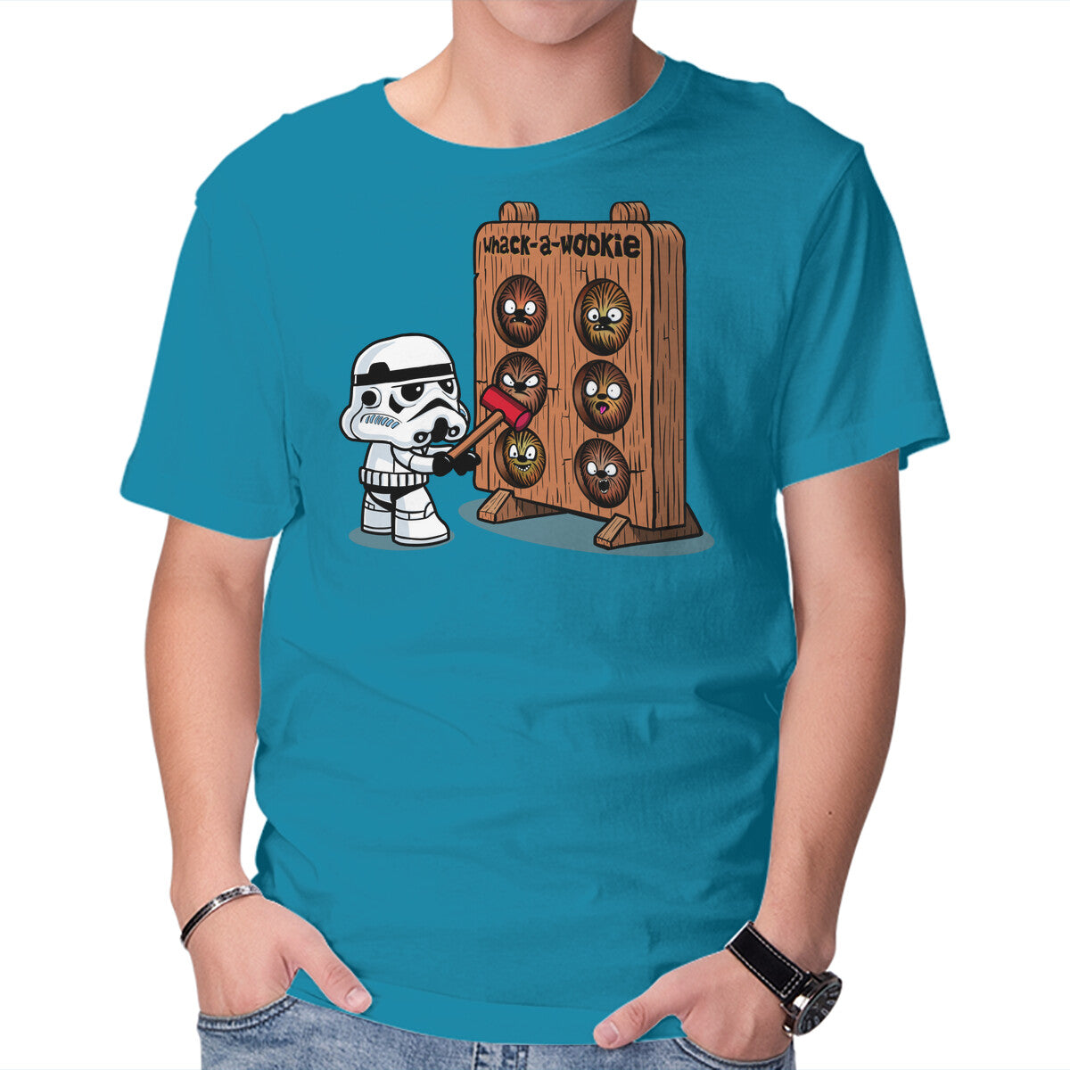 Whack A Wookie – Sci-Fi Graphic T-Shirt in turquoise, product display