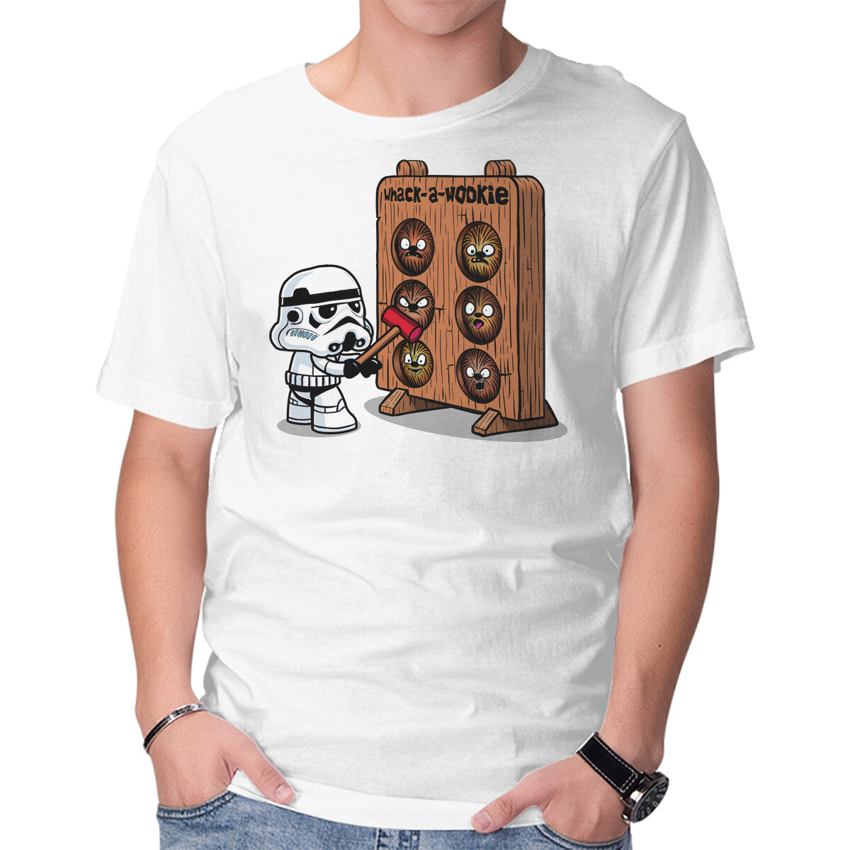 Whack A Wookie – Sci-Fi Graphic T-Shirt in white, product display