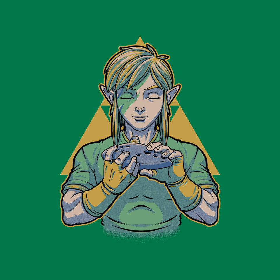 Glam Rock Elf – Gaming Graphic T-Shirt design artwork for green graphic T-shirt
