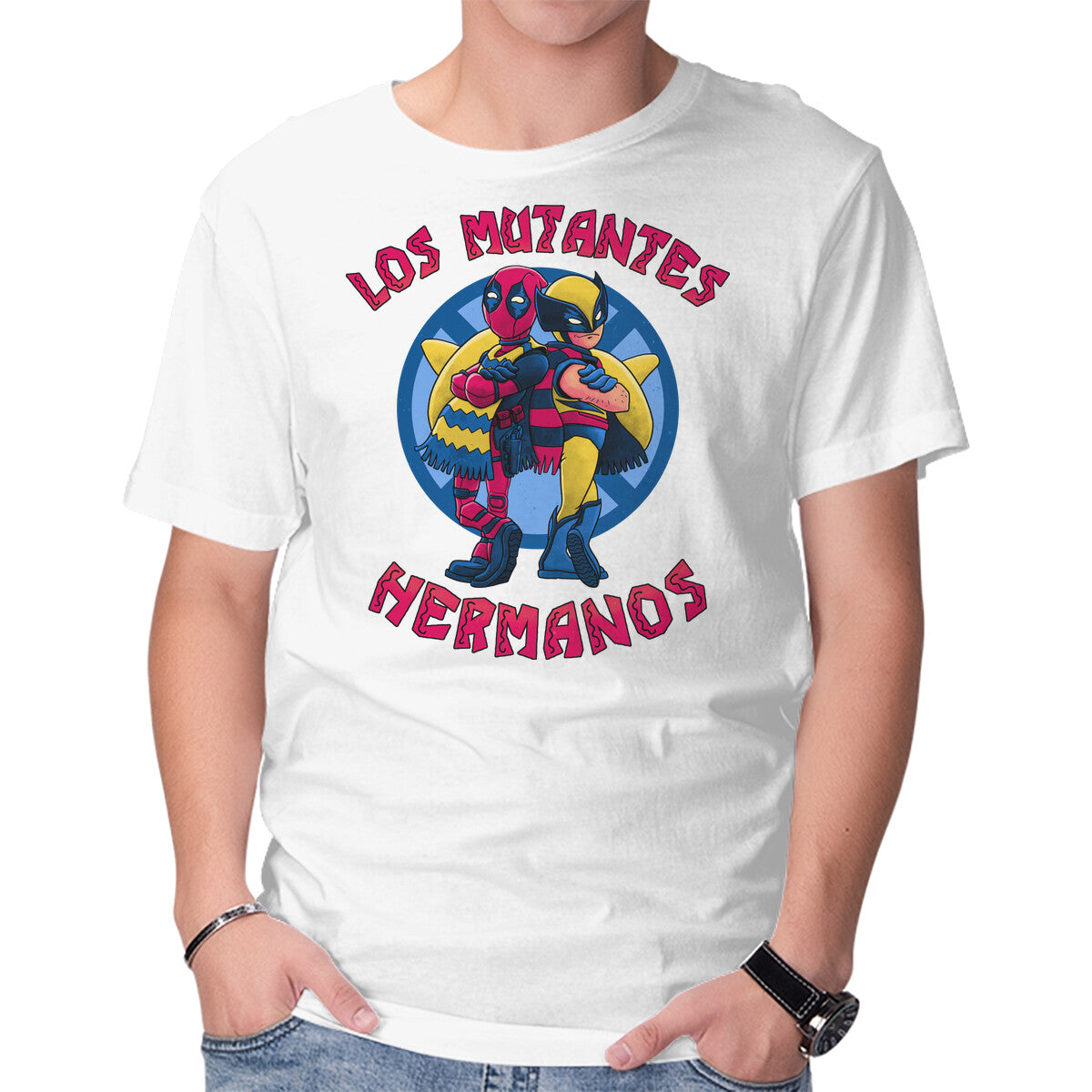 Los Mutantes Hermanos – Movie Graphic T-Shirt in white, product display