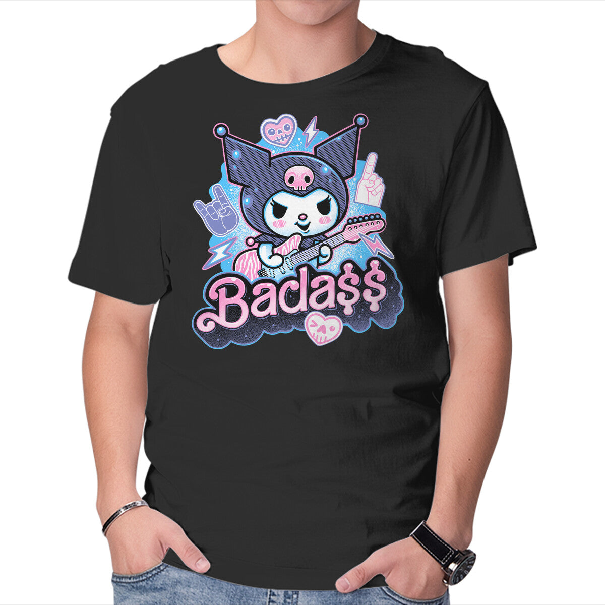 The Baddest Ever – Cat Graphic T-Shirt in black, product display