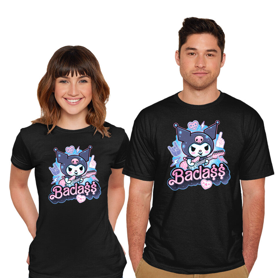 Model wearing black The Baddest Ever – Cat Graphic T-Shirt