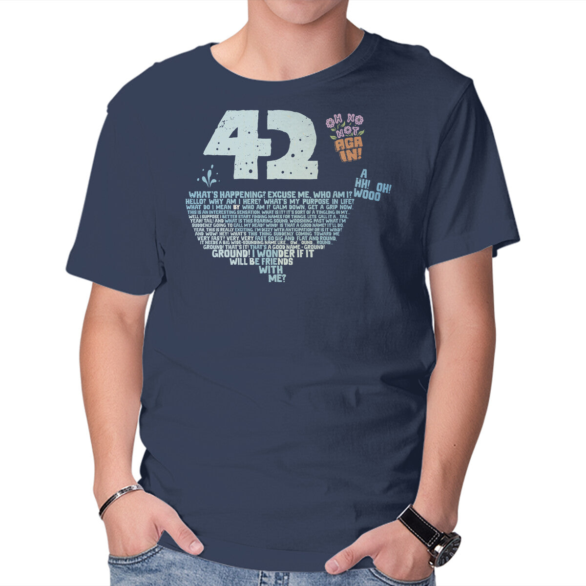 Not Again – Sci-Fi Graphic T-Shirt in navy, product display