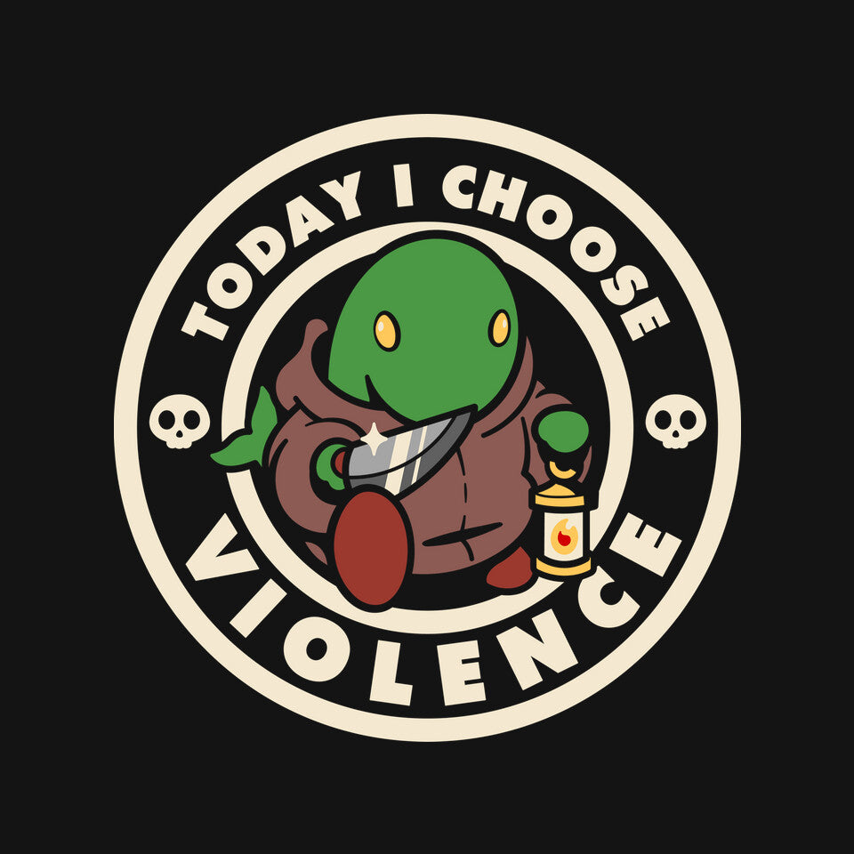 Violent Tonberry – Gaming Graphic T-Shirt design artwork for black graphic T-shirt