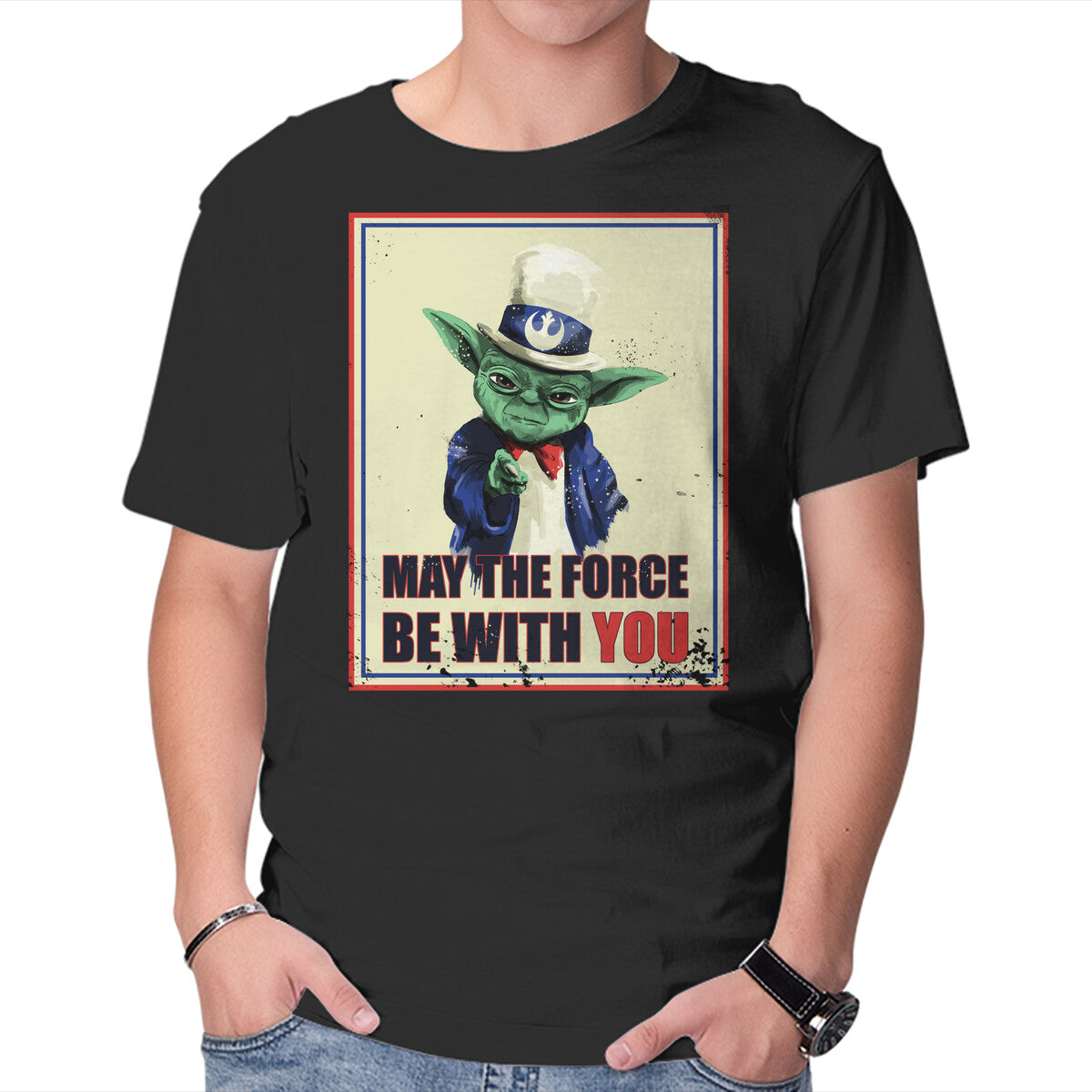 May The Force Be With You – Sci-Fi Graphic T-Shirt in black, product display