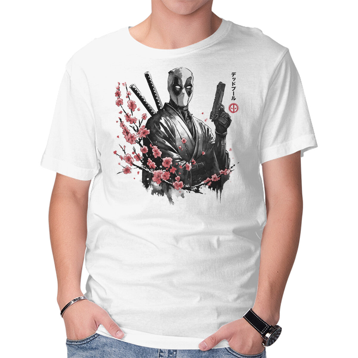 Merc Portrait Sumi-e – Movie Graphic T-Shirt in white, product display