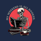 Weekend Reader – Horror Graphic T-Shirt design artwork for navy graphic T-shirt