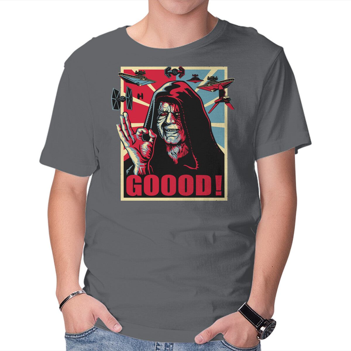 Goood – Sci-Fi Graphic T-Shirt in charcoal, product display
