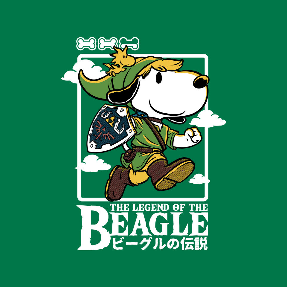 The Legend Of The Beagle – Gaming Graphic T-Shirt design artwork for green graphic T-shirt