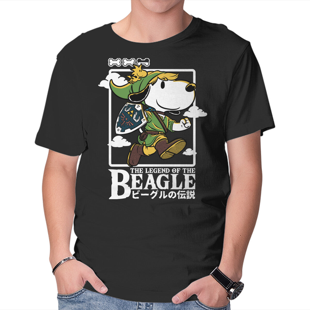The Legend Of The Beagle – Gaming Graphic T-Shirt in black, product display